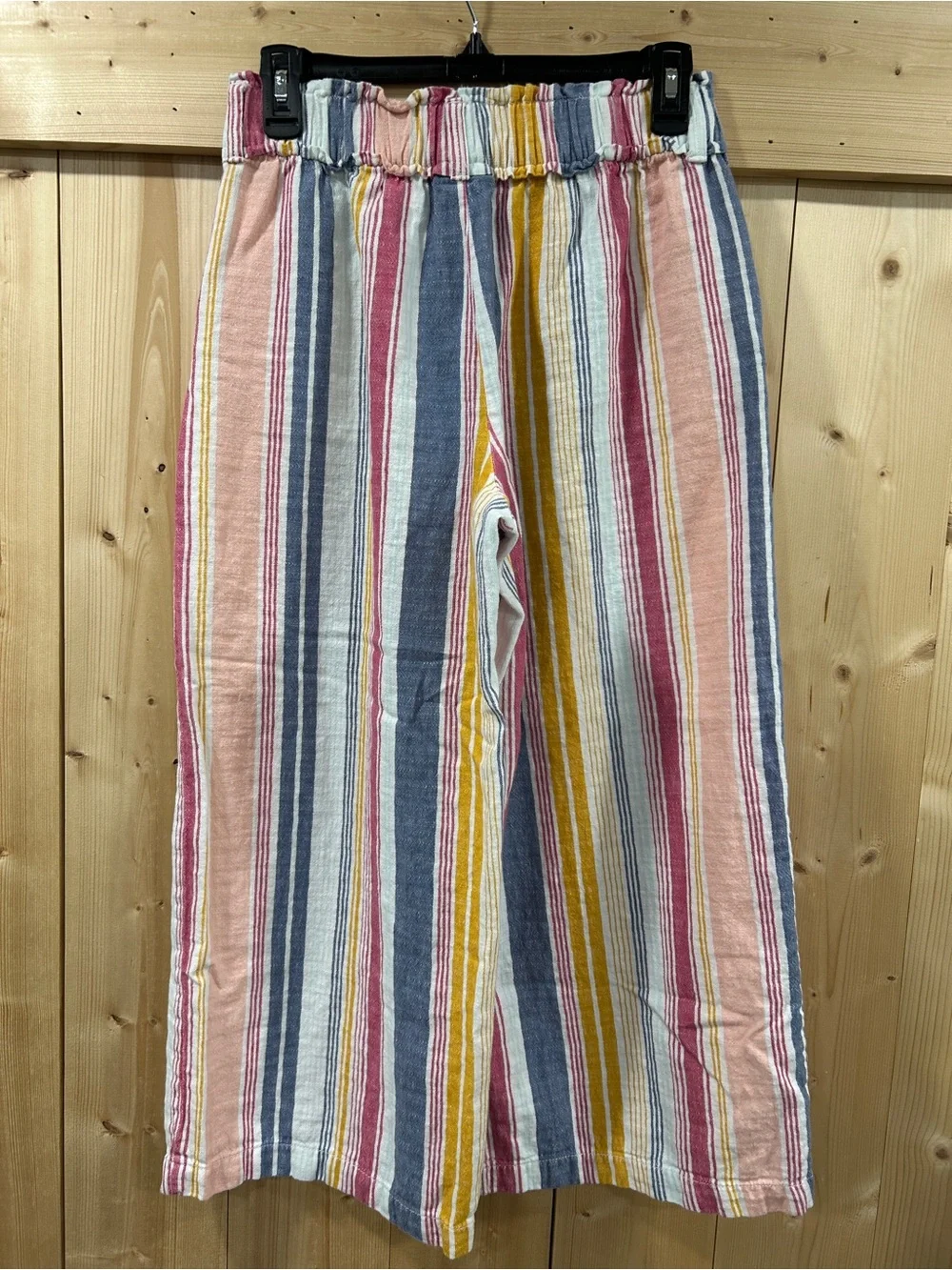 a.n.a Striped Wide Leg Linen Blend Paper Bag Waist Pants, Small Boho Beachy - Picture 3 of 7